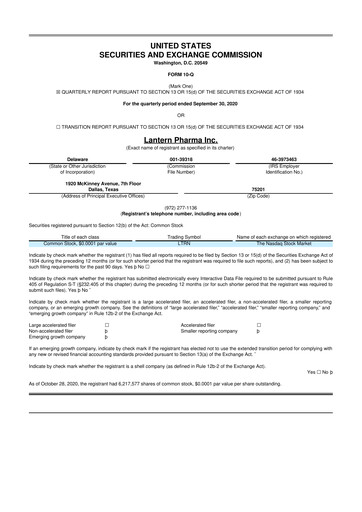 Thumbnail Lantern Pharma 10-Q Quarterly Report FY2020 