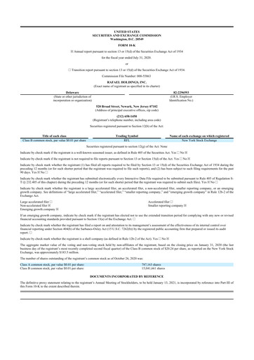 Thumbnail Rafael Holdings 10-K Annual Report 2020