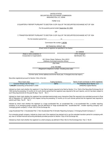 Miniature SB Financial Group 10-Q Rapport trimestriel 2020 