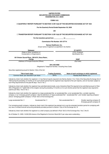 Thumbnail Sensus Healthcare 10-Q Quarterly Report FY2020 