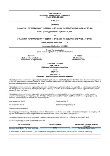 Thumbnail Protara Therapeutics 10-Q Quarterly Report FY2020 