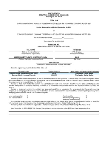 Thumbnail Soligenix 10-Q Quarterly Report FY2020 