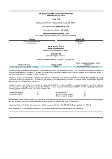Thumbnail GrowGeneration
 10-Q Quarterly Report FY2020 