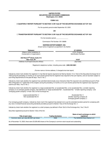 Thumbnail Inspired Entertainment 10-Q Quarterly Report FY2020 