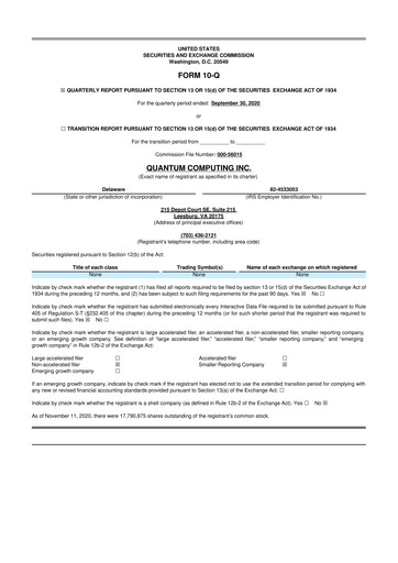 Thumbnail Quantum Computing 10-Q Quarterly Report FY2020 