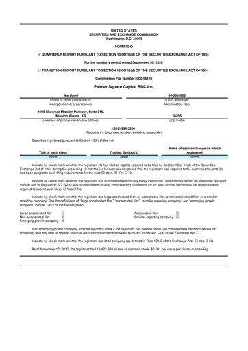 Thumbnail Palmer Square Capital BDC 10-Q Quarterly Report FY 