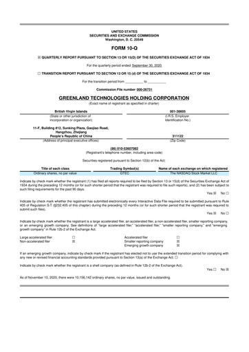 Thumbnail Greenland Technologies 10-Q Quarterly Report FY2020 Q3