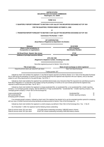 Thumbnail IDT Corporation
 10-Q Quarterly Report FY2021 