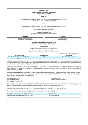 Thumbnail Rafael Holdings 10-Q Quarterly Report FY 
