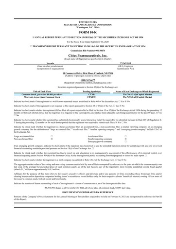 Thumbnail Citius Pharmaceuticals
 10-K Annual Report 2020