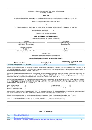 Thumbnail RBC Bearings 10-Q Quarterly Report FY2021 