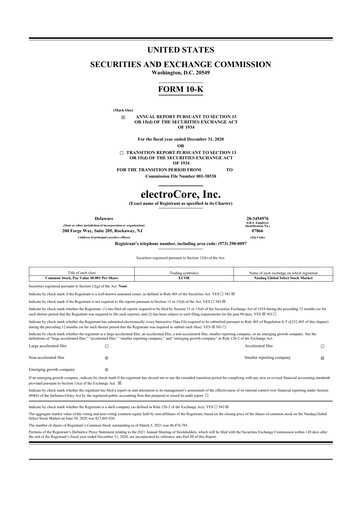 Vorschaubild electroCore 10-K Jahresbericht 2020