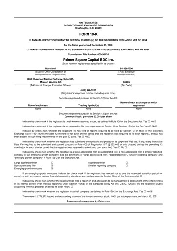 Miniature Palmer Square Capital BDC 10-K Rapport annuel 