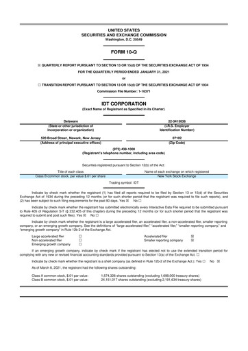 Thumbnail IDT Corporation
 10-Q Quarterly Report FY2021 