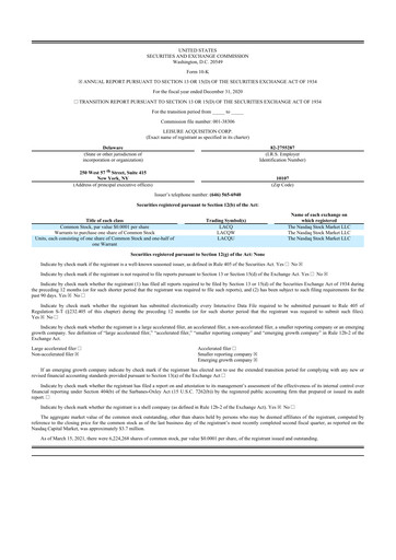 Miniature Ensysce Biosciences 10-K Rapport annuel 2020