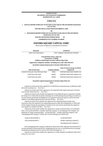 Thumbnail Oxford Square Capital
 10-K Annual Report 