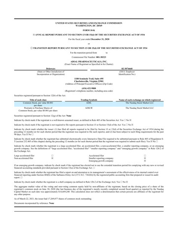 Thumbnail Adial Pharmaceuticals
 10-K Annual Report 2020