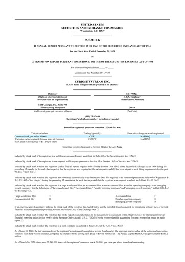 Miniature CuriosityStream 10-K Rapport annuel 2020