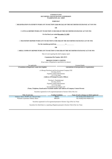 Thumbnail Brooge Energy
 20-F Annual Report 2020