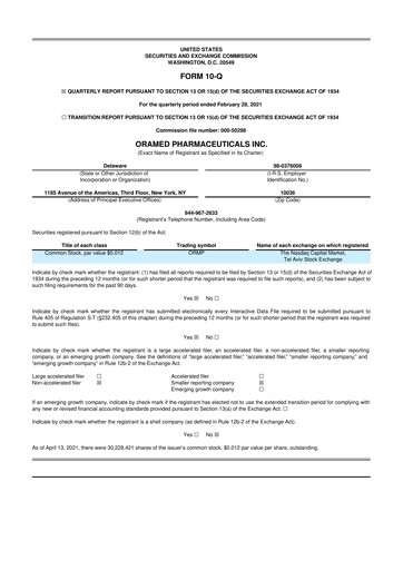 Miniature Oramed Pharmaceuticals 10-Q Rapport trimestriel 2021 