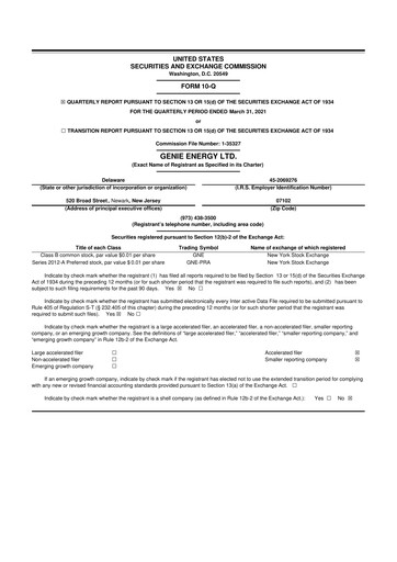 Thumbnail Genie Energy
 10-Q Quarterly Report FY2021 