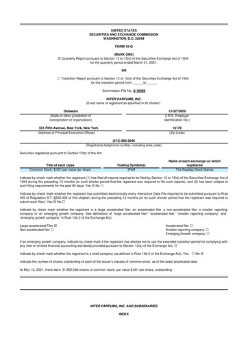 Thumbnail Interparfums 10-Q Quarterly Report FY2021 