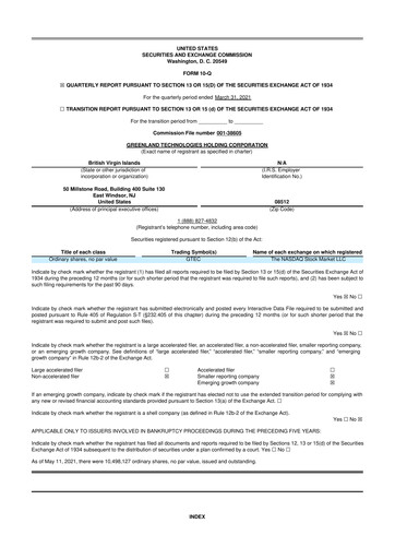 Thumbnail Greenland Technologies 10-Q Quarterly Report FY2021 Q1
