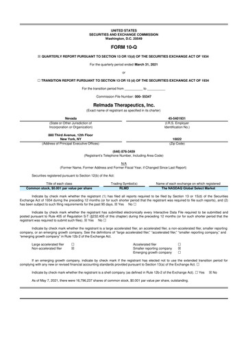 Thumbnail Relmada Therapeutics 10-Q Quarterly Report FY2021 