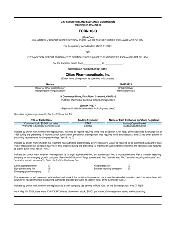 Thumbnail Citius Pharmaceuticals
 10-Q Quarterly Report FY2021 