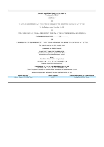 Vorschaubild Magic Software 20-F Jahresbericht 2020