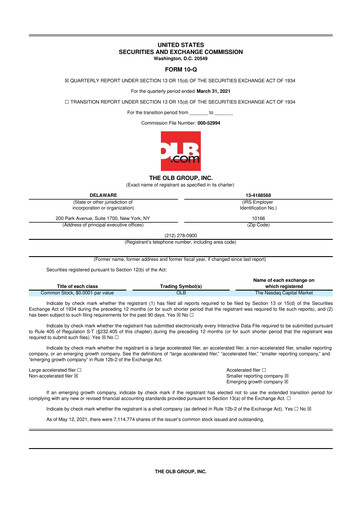 Thumbnail OLB Group 10-Q Quarterly Report FY2021 