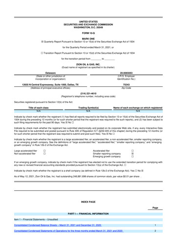 Thumbnail Zion Oil & Gas 10-Q Quarterly Report FY2021 