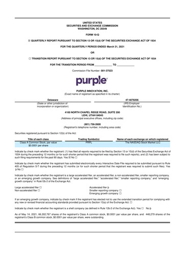 Vorschaubild Purple Innovation
 10-Q Quartalsbericht  