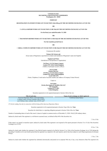 Thumbnail Tiziana Life Sciences 20-F Annual Report 2020