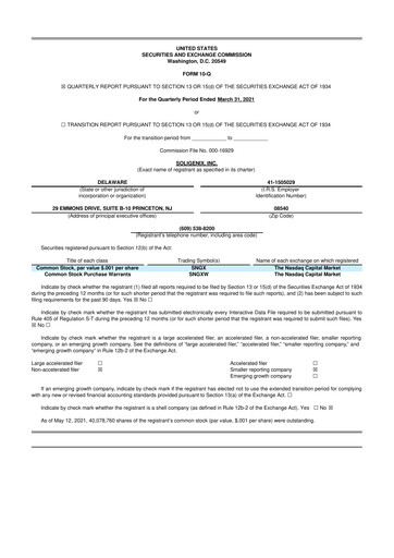 Thumbnail Soligenix 10-Q Quarterly Report FY2021 