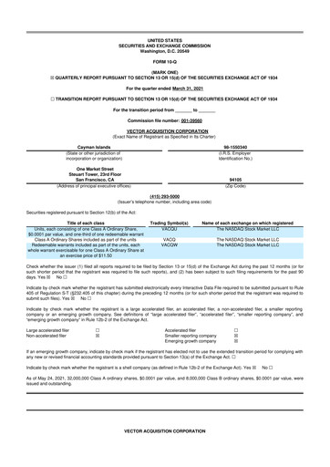 Miniature Rocket Lab 10-Q Rapport trimestriel 2021 