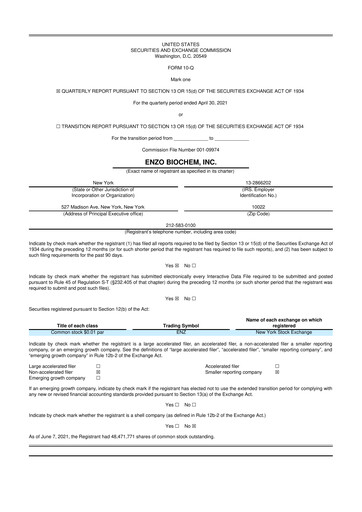 Thumbnail Enzo Biochem 10-Q Quarterly Report FY2021 