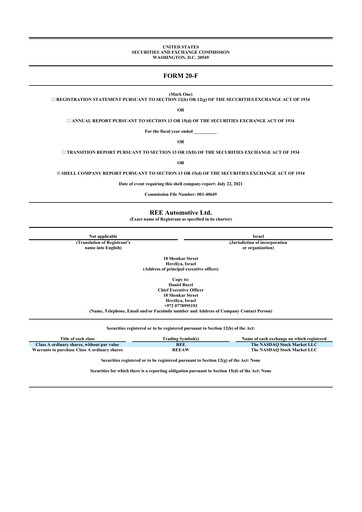 Thumbnail REE Automotive 20-F Annual Report 