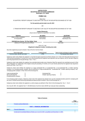 Thumbnail Lantern Pharma 10-Q Quarterly Report FY2021 