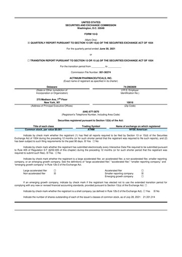 Thumbnail Actinium Pharmaceuticals 10-Q Quarterly Report FY2021 