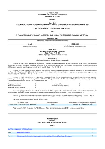 Miniature INmune Bio 10-Q Rapport trimestriel 2021 
