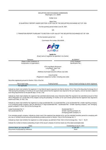 Thumbnail authID 10-Q Quarterly Report FY2021 