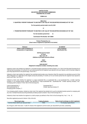 Thumbnail Protara Therapeutics 10-Q Quarterly Report FY2021 