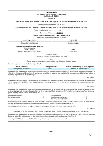 Thumbnail Greenland Technologies 10-Q Quarterly Report FY2021 Q2