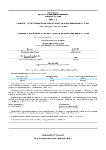 Thumbnail Adial Pharmaceuticals
 10-Q Quarterly Report FY2021 