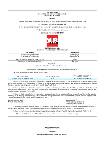 Thumbnail OLB Group 10-Q Quarterly Report FY2021 
