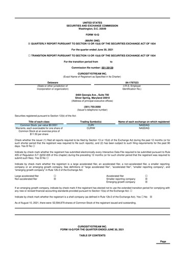 Miniature CuriosityStream 10-Q Rapport trimestriel 2021 