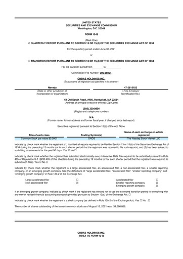 Thumbnail Ondas Holdings 10-Q Quarterly Report FY2021 