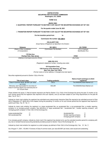 Thumbnail Celularity 10-Q Quarterly Report FY2021 