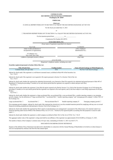 Thumbnail Enzo Biochem 10-K Annual Report 2021